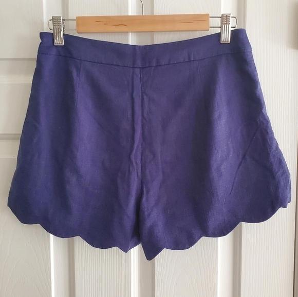 NWT Alya Scalloped Navy Linen shorts size M - Picture 2 of 6